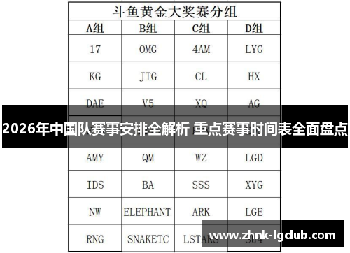 2026年中国队赛事安排全解析 重点赛事时间表全面盘点